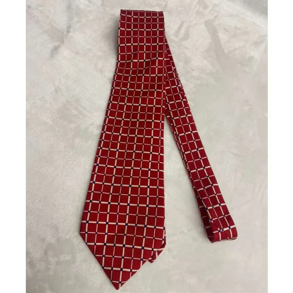 Men's vintage Lauren Ralph Lauren tie, red, geometric, 100% silk